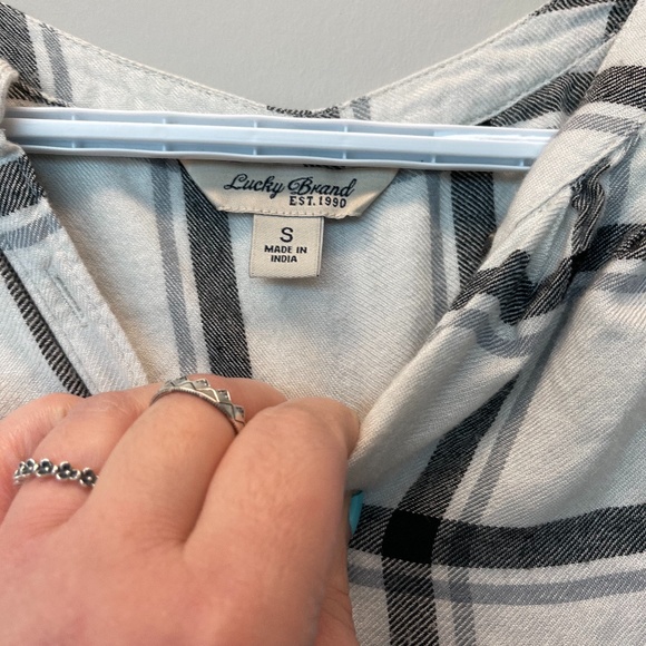 Lucky Brand Plaid Semi Button down top - Picture 3 of 4